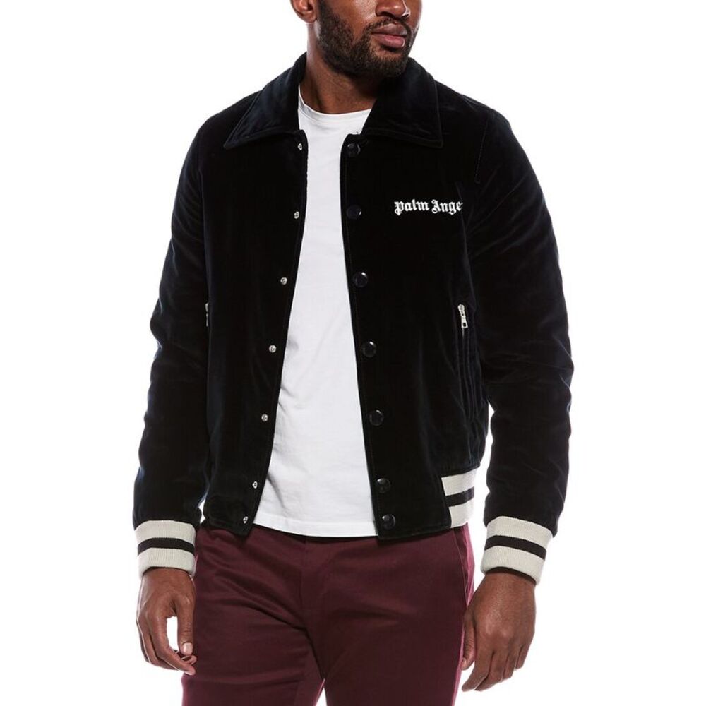 Palm Angels Mens  Velvet Jacket, Blue